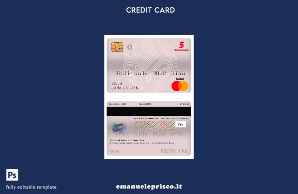 modello di carta di debito principale Cile Scotiabank in stile verificato